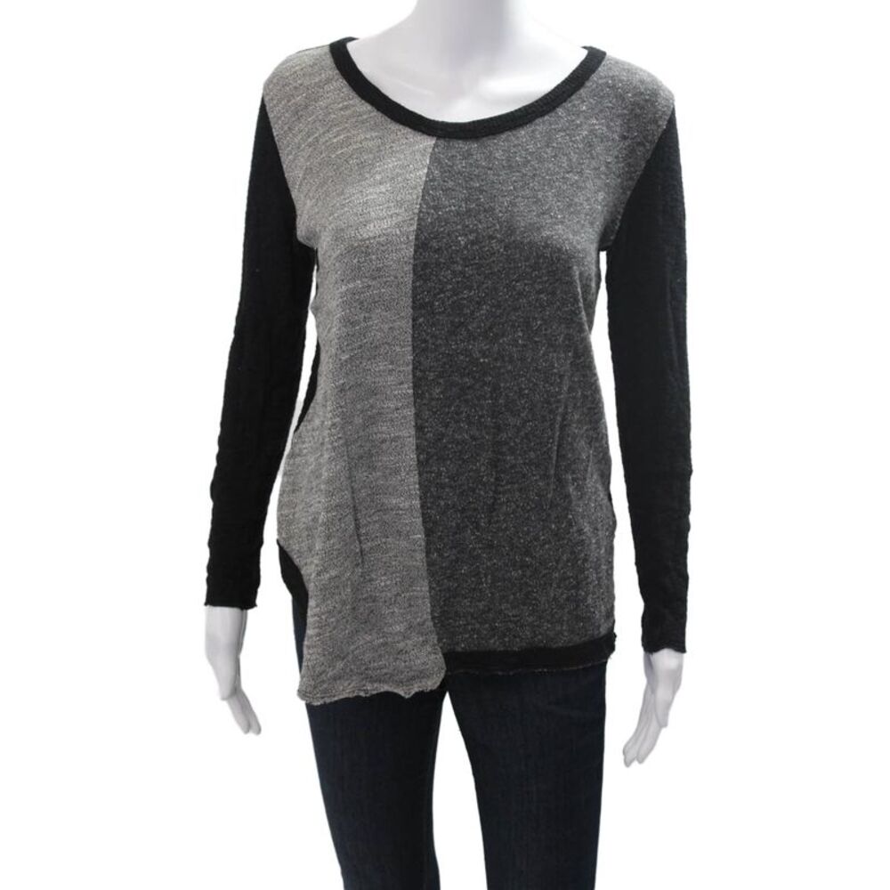 Pete Womens Pullover Black Round Neck Long Sleeve Cotton Rayon Grunge Size M